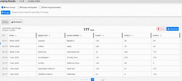 Скачивание в формате csv